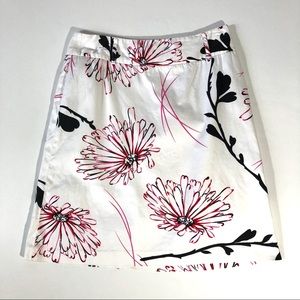 Sandra White Floral Print Stretch Skirt